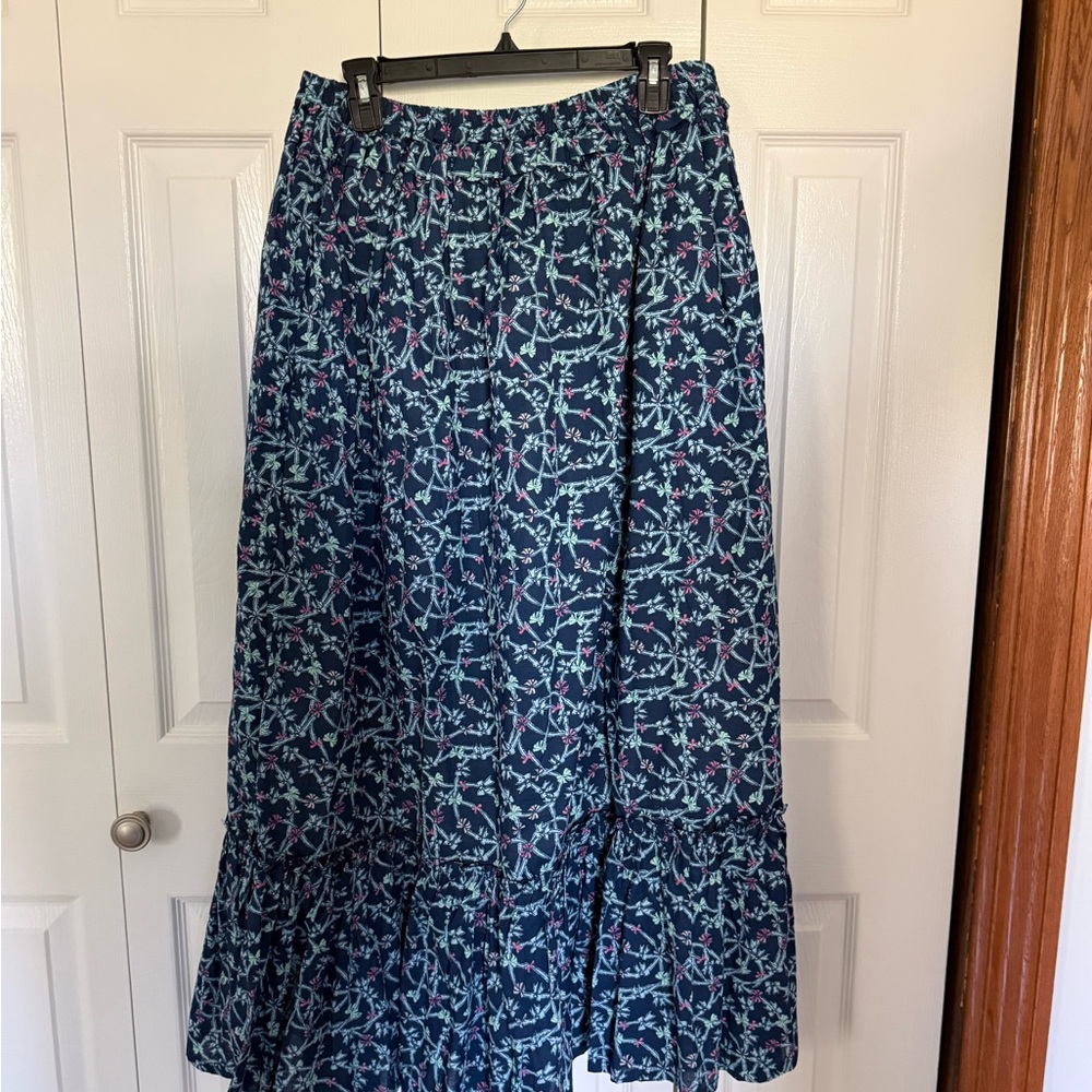 Simply Southern Navy Floral Maxi Skirt with Pink Accents